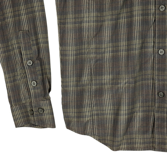 Columbia Men M Omnishade Button Up Shirt Nylon Brown Plaid Vents Roll Tab Sleeve - Picture 8 of 13